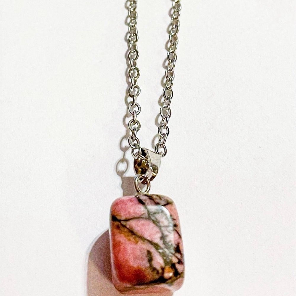Pink Rhodonite Gemstone Necklace